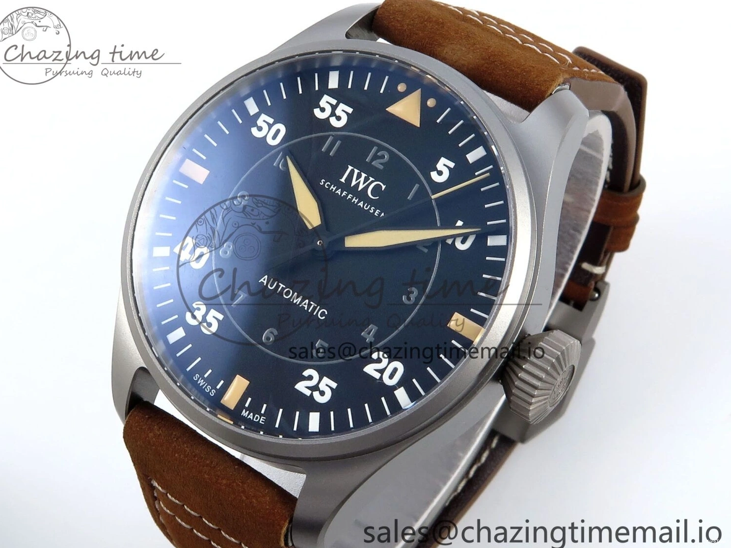 MIROTIME 0130 Big Pilot IW329701 M+F 1:1 Best Edition Black Dial on Brown Leather Strap MY RelaxedFit 7005